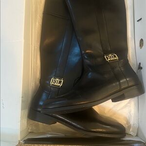 Lauren Ralph size 10 B Bernie Bo classic black burnished calf riding boots
